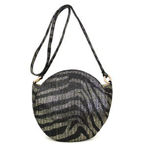 LOF Metallic Zebra Print Round Shoulder Bag